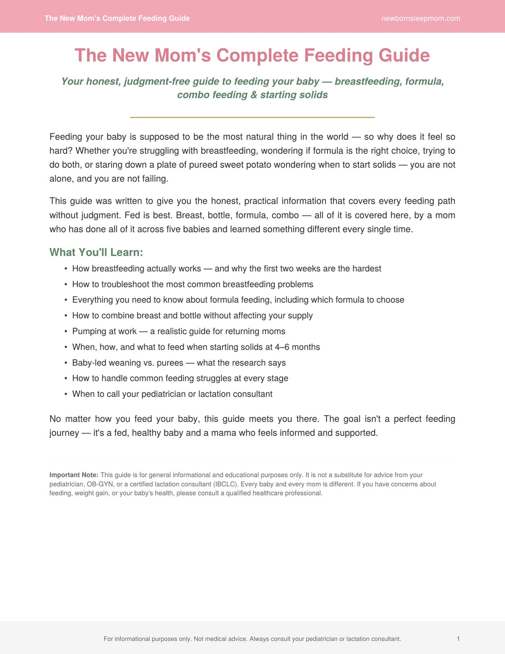 The New Moms Complete Feeding Guide: Breastfeeding, Formula, Combo Feeding & Starting Solids